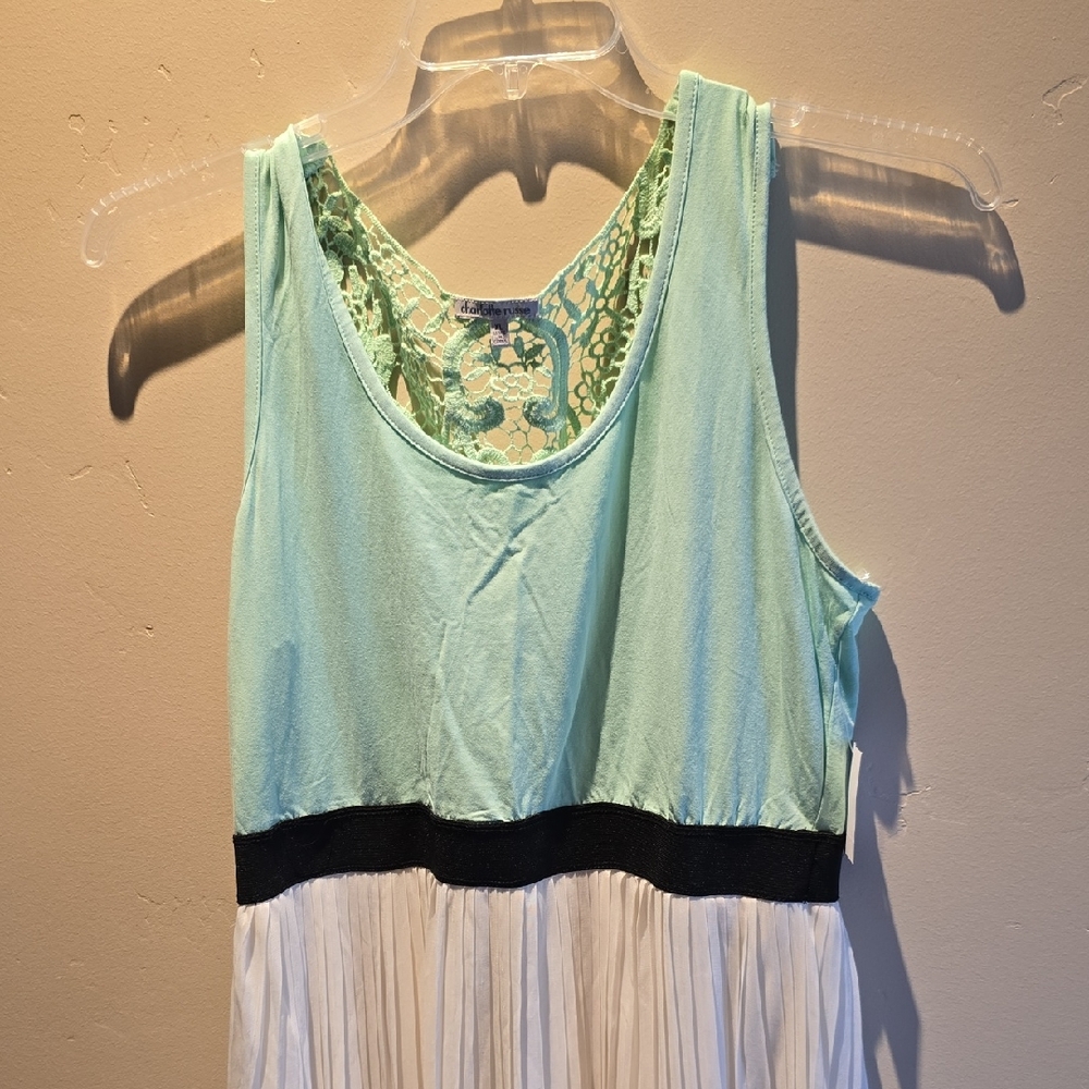 Charlotte Russe Mint and White Dress with Black Waistband
